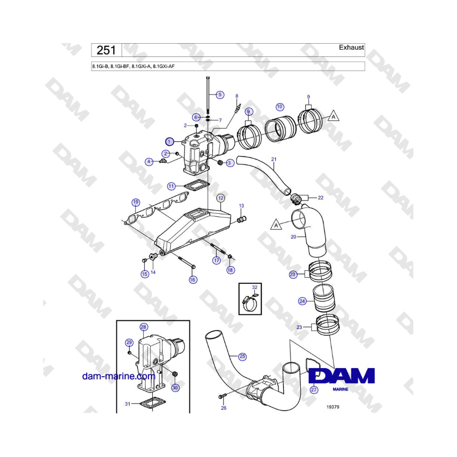 Volvo Penta 8.1Gi-B, 8.1Gi-BF, 8.1GXi-A, 8.1GXi-AF - Escape