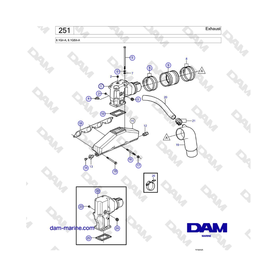 Volvo Penta 8.1GiI-A, 8.1GSiI-A - Exhaust 