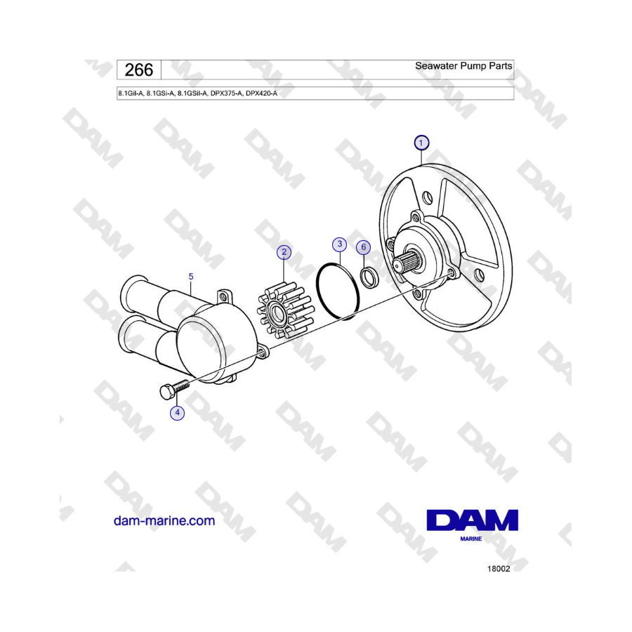 Volvo Penta 8.1GiI-A, 8.1GSi-A, 8.1GSiI-A - Seawater Pump Parts 