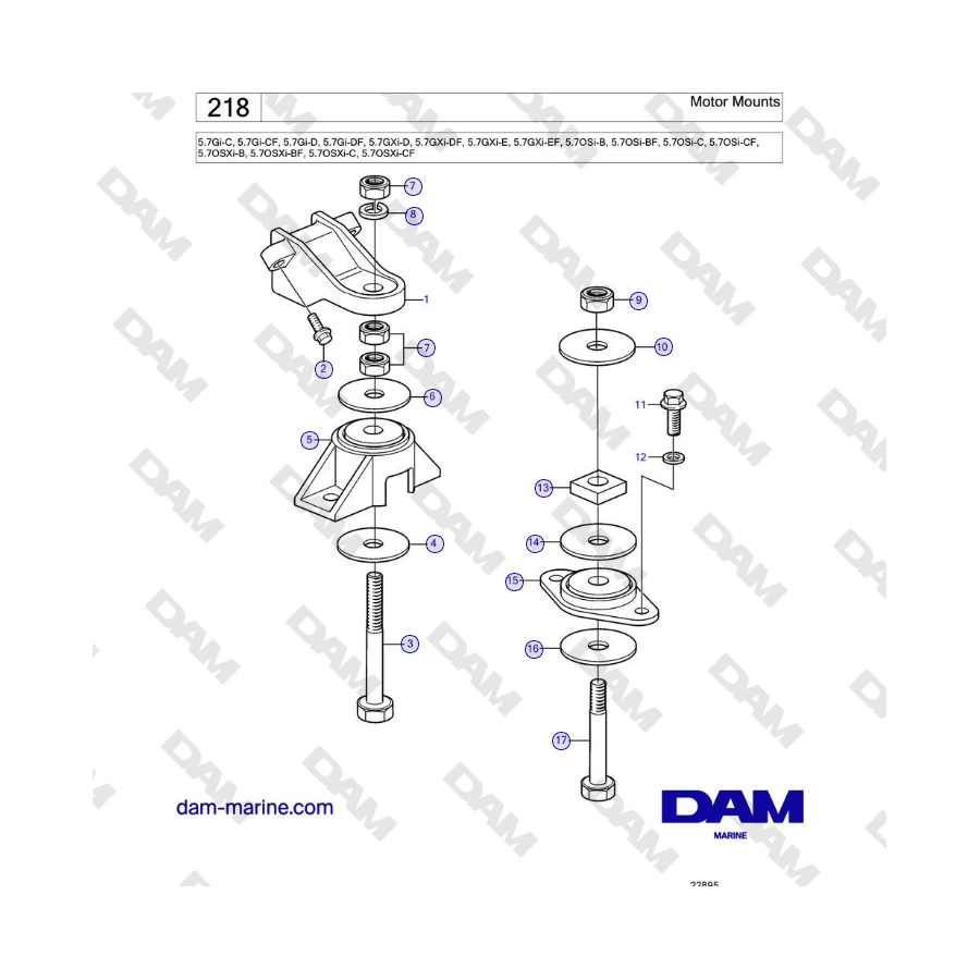 Volvo Penta 5.7Gi-C, 5.7Gi-CF, 5.7Gi-D, 5.7Gi-DF, 5.7GXi-D, 5.7GXi-DF, 5.7GXi-E - Motor Mounts 