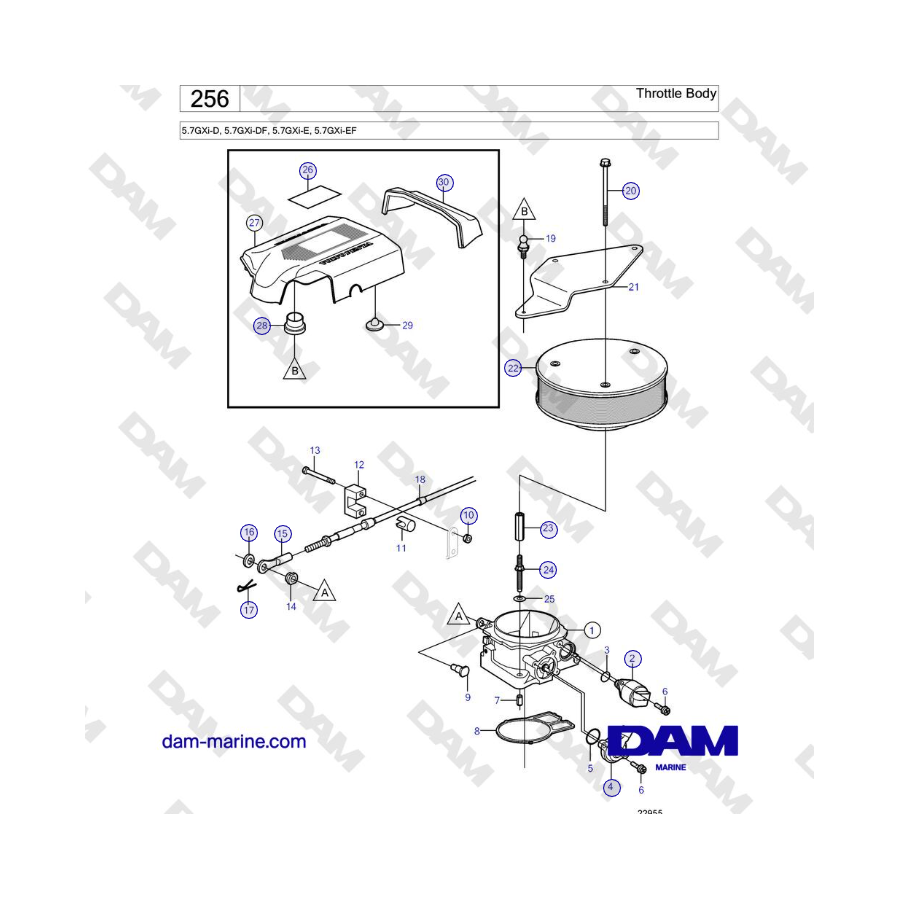 Volvo Penta 5.7GXi-D, 5.7GXi-DF, 5.7GXi-E, 5.7GXi-EF - Throttle Body