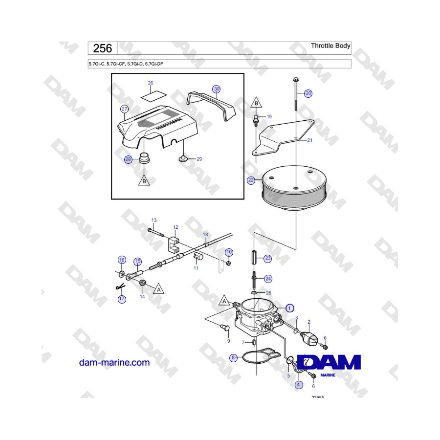 Volvo Penta 5.7Gi-C, 5.7Gi-CF, 5.7Gi-D, 5.7Gi-DF - Throttle Body