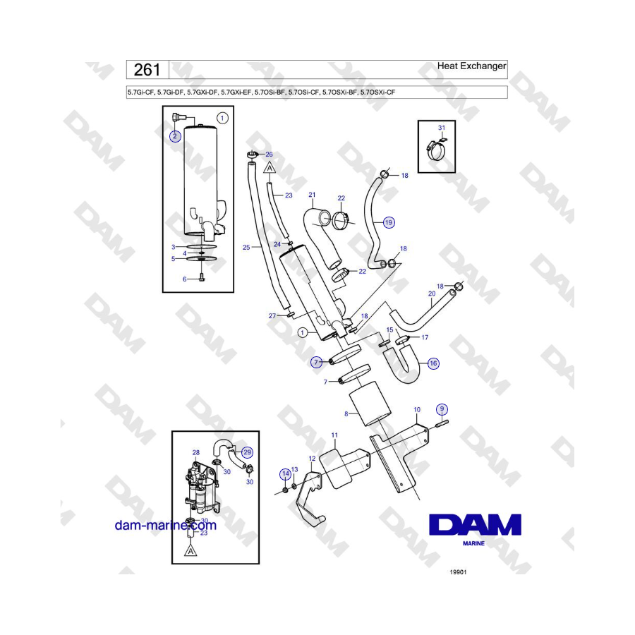 Volvo Penta 5.7Gi-CF, 5.7Gi-DF, 5.7GXi-DF, 5.7GXi-EF - Scambiatore di calore 