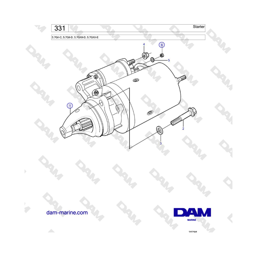 Volvo Penta 5.7GiI-C, 5.7GiI-D, 5.7GXiI-D, 5.7GXiI-E - Starter 