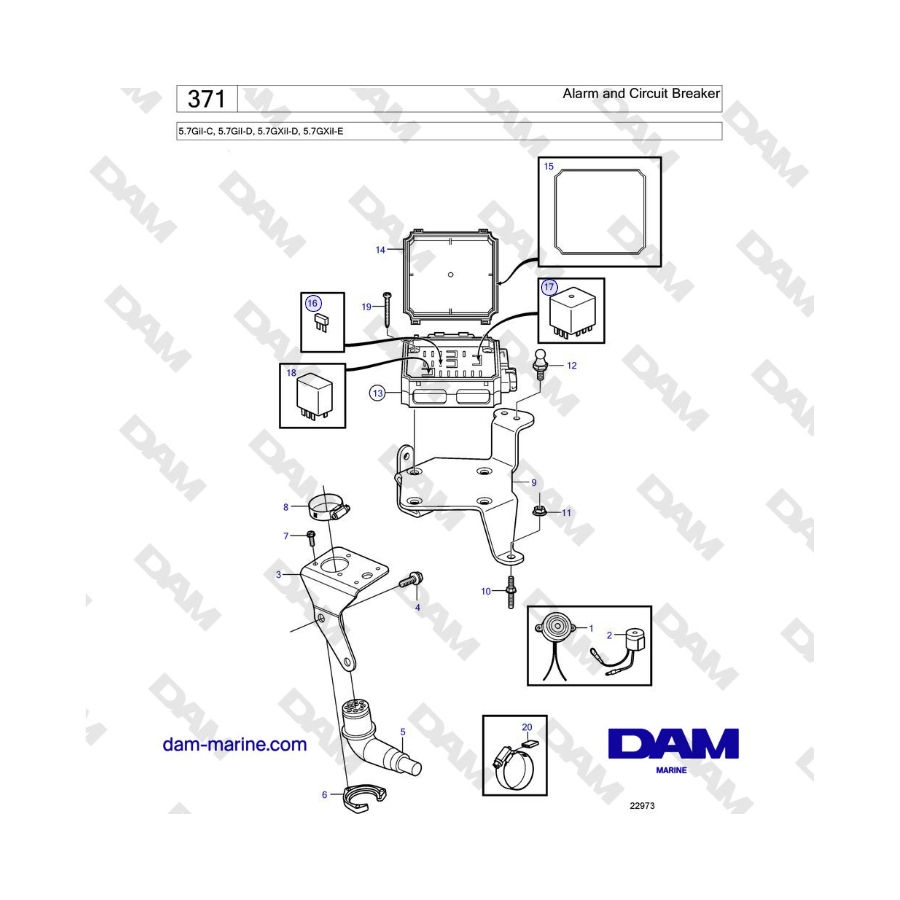 Volvo Penta 5.7GiI-C, 5.7GiI-D, 5.7GXiI-D, 5.7GXiI-E - Alarm and Circuit Breaker