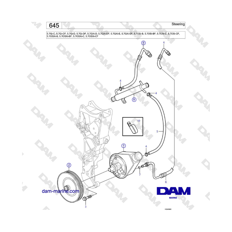 Volvo Penta 5.7Gi-C, 5.7Gi-CF, 5.7Gi-D, 5.7Gi-DF, 5.7GXi-D, 5.7GXi-DF, 5.7GXi-E - Sterzo 