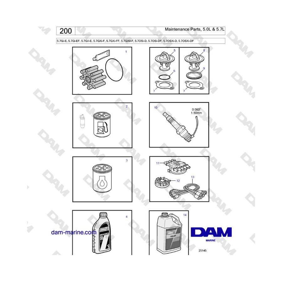Volvo Penta 5.7Gi-E, 5.7Gi-EF, 5.7GiI-E, 5.7GXi-F, 5.7GXi-FF, 5.7GXiI-F - Maintenance Parts, 5.0L & 5.7L