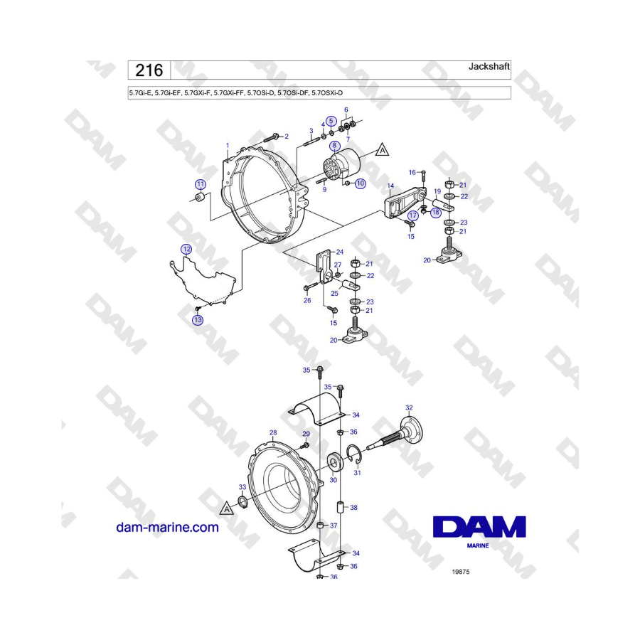 Volvo Penta 5.7Gi-E, 5.7Gi-EF, 5.7GXi-F, 5.7GXi-FF - Jackshaft
