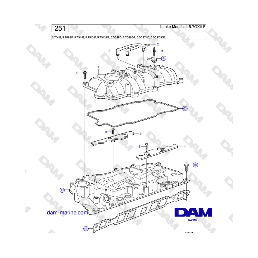 Volvo Penta 5.7GiE, 5.7GiEF, 5.7GiIE, 5.7GXiF, 5.7GXiFF Intake