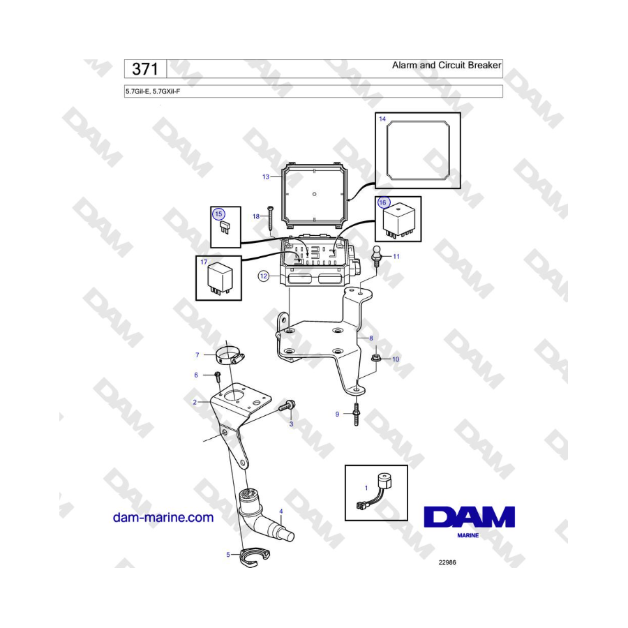 Volvo Penta 5.7GiI-E, 5.7GXiI-F - Alarma y disyuntor