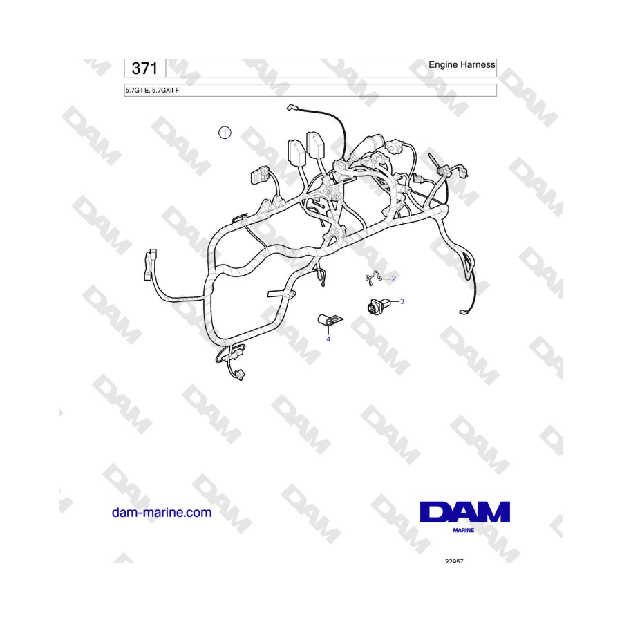 Volvo Penta 5.7GiI-E, 5.7GXiI-F - Arnés del motor