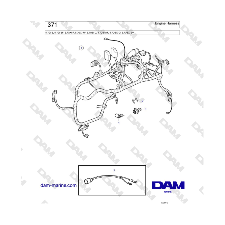 Volvo Penta 5.7Gi-E, 5.7Gi-EF, 5.7GXi-F, 5.7GXi-FF - Arnés del motor