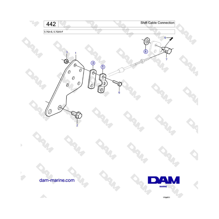 Volvo Penta 5.7GiI-E, 5.7GXiI-F - Shift Cable Connection