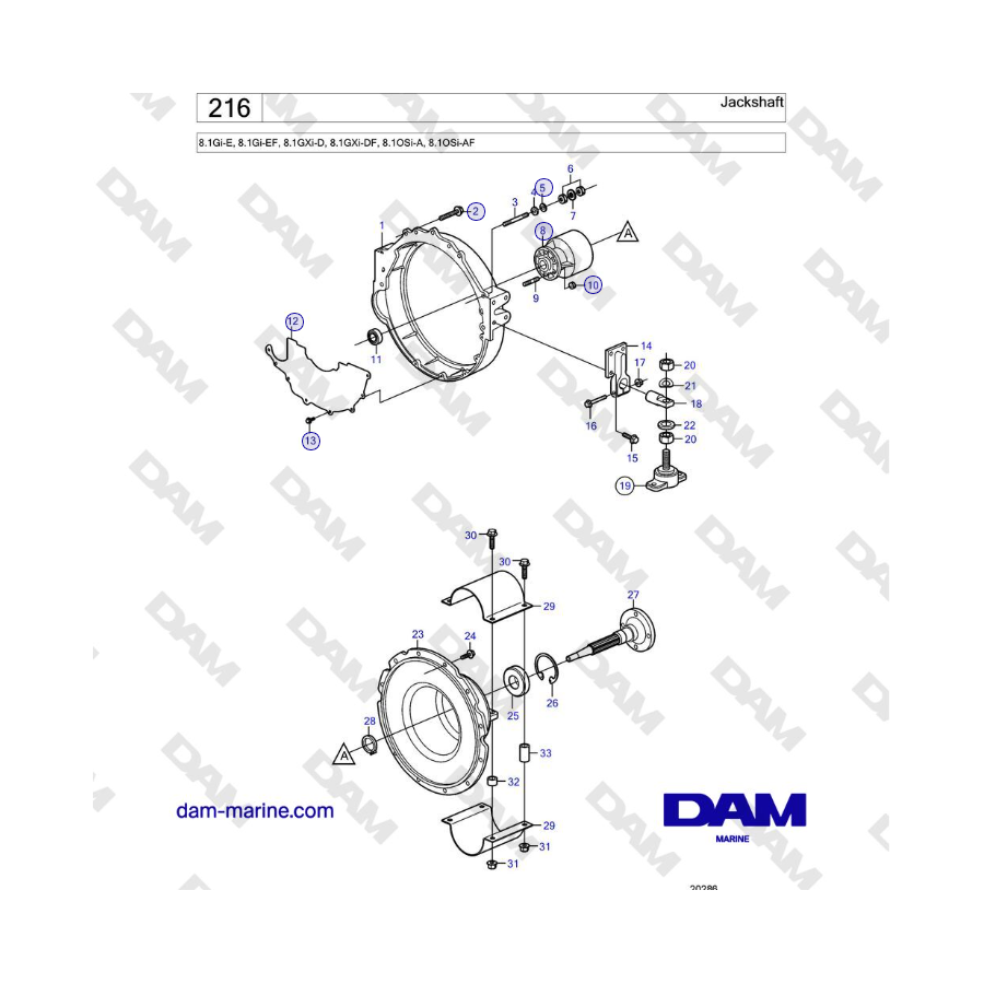 Volvo Penta 8.1Gi-E, 8.1Gi-EF, 8.1GXi-D, 8.1GXi-DF - Eje intermedio