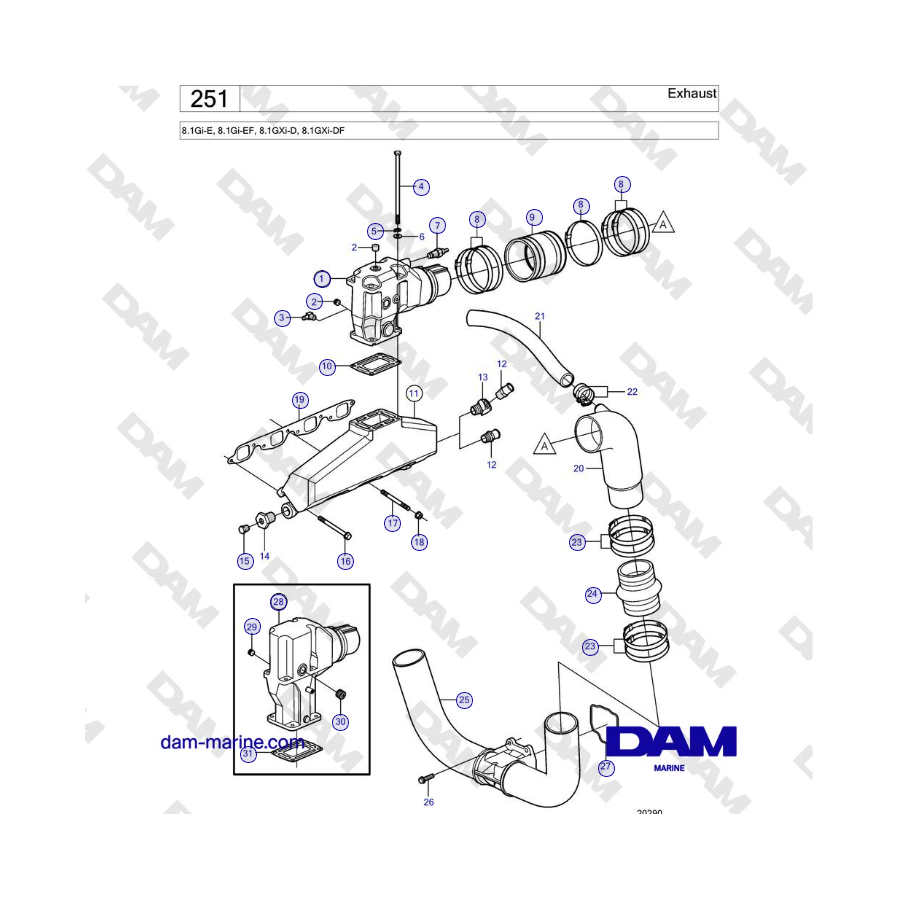Volvo Penta 8.1Gi-E, 8.1Gi-EF, 8.1GXi-D, 8.1GXi-DF - Escape