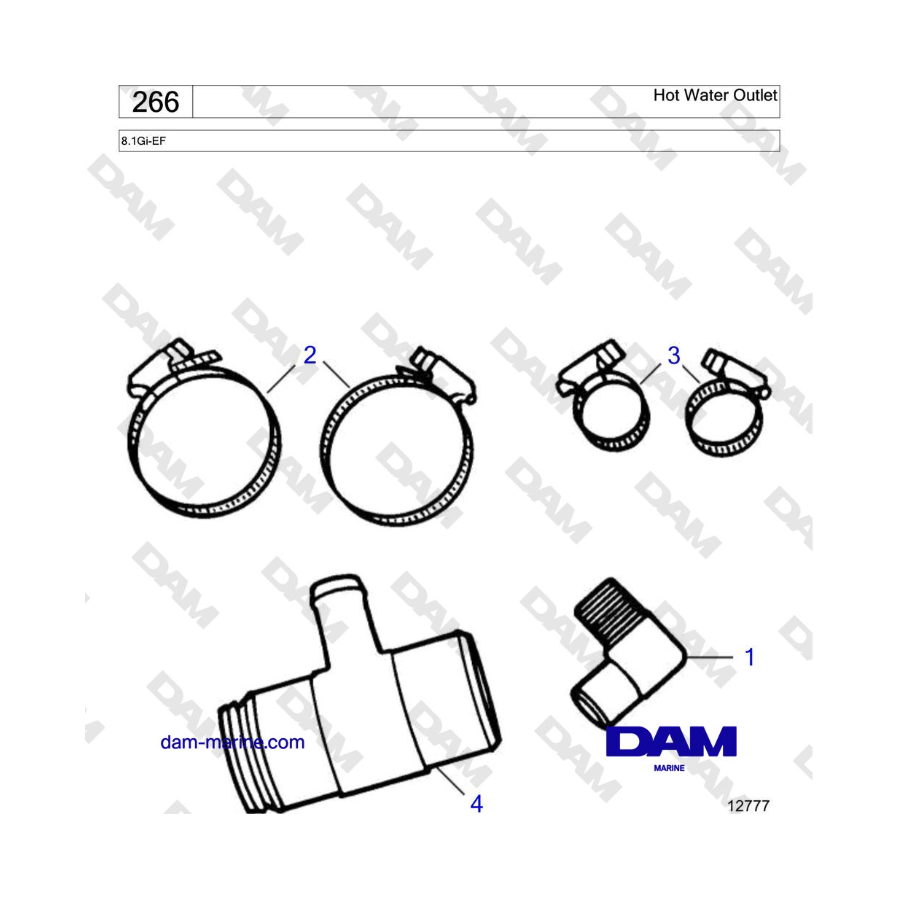 Volvo Penta 8.1Gi-EF - Salida de agua caliente 