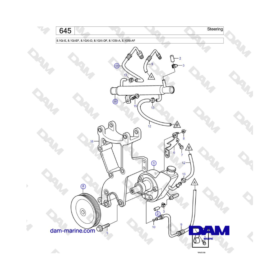 Volvo Penta 8.1Gi-E, 8.1Gi-EF, 8.1GXi-D, 8.1GXi-DF - Sterzo 