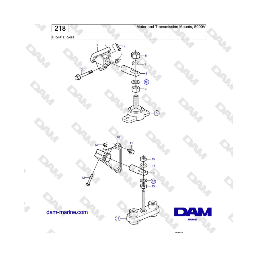 Volvo Penta 8.1GiI-F, 8.1GXiI-E - Supporti motore e trasmissione, 5000 V