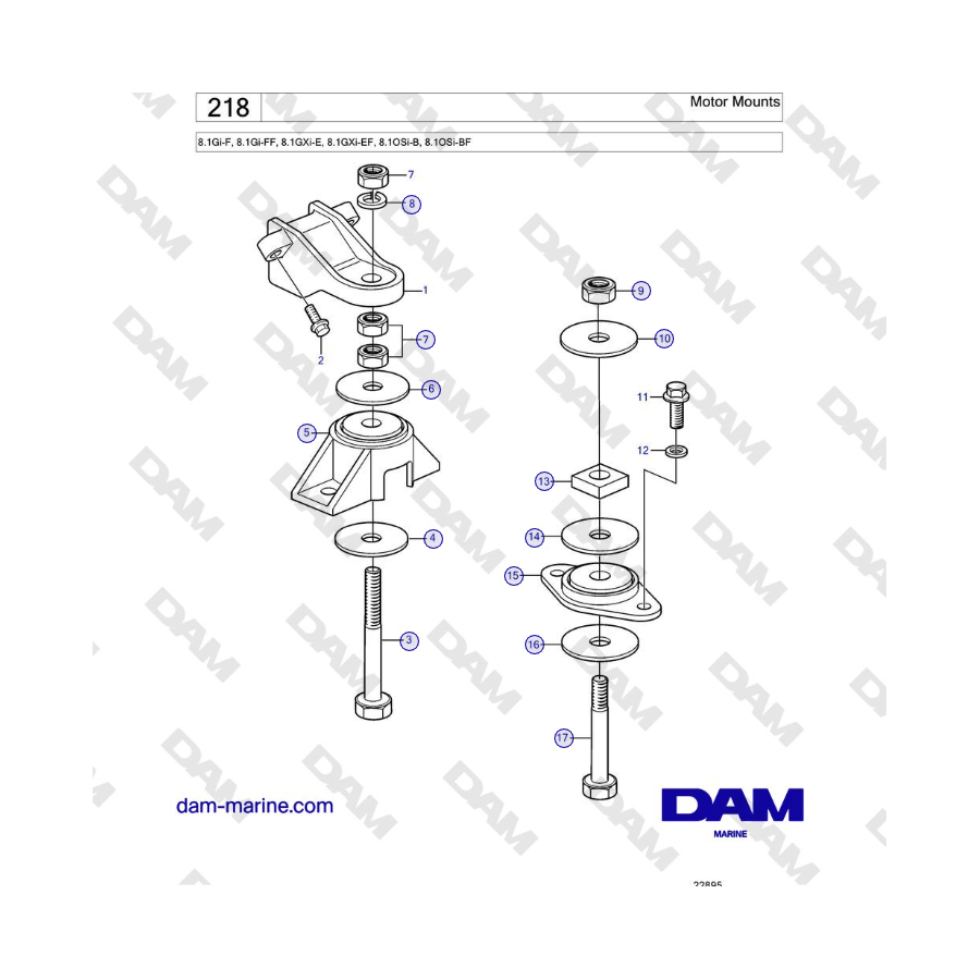 Volvo Penta 8.1Gi-F, 8.1Gi-FF, 8.1GXi-E, 8.1GXi-EF, 8.1OSi-B, 8.1OSi-BF - Soportes de motor