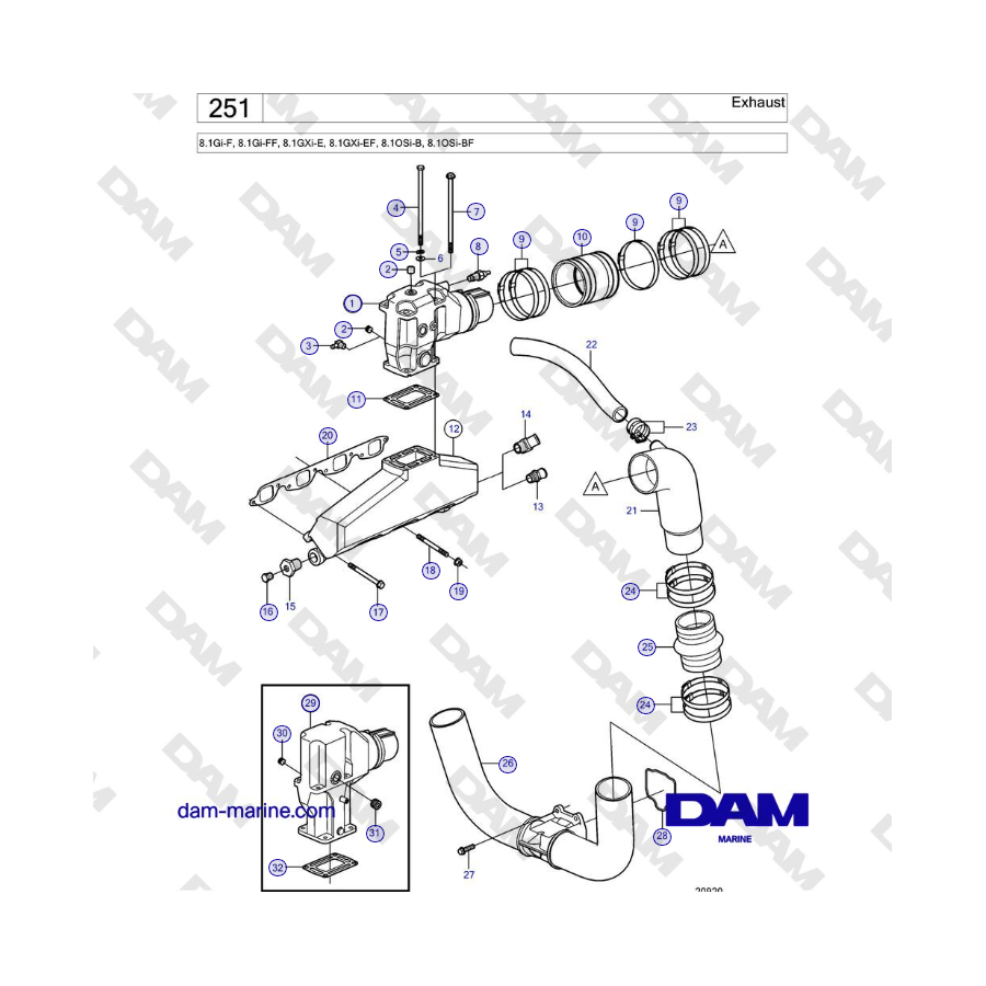 Volvo Penta 8.1GiF, 8.1GiFF, 8.1GXiE, 8.1GXiEF Exhaust