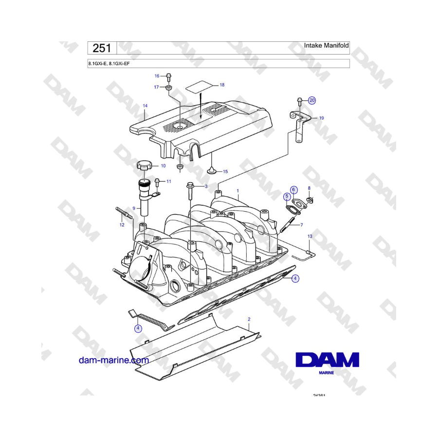 Volvo Penta 8.1GXi-E, 8.1GXi-EF - Collettore di aspirazione