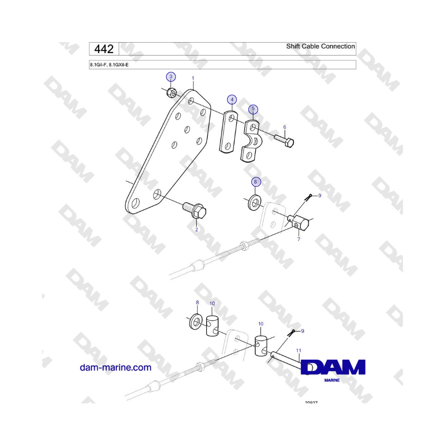 Volvo Penta 8.1GiI-F, 8.1GXiI-E - Shift Cable Connection