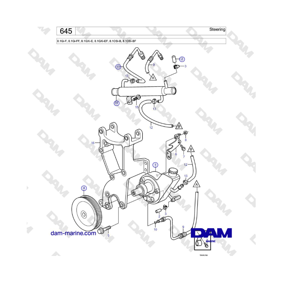 Volvo Penta 8.1Gi-F, 8.1Gi-FF, 8.1GXi-E, 8.1GXi-EF, 8.1OSi-B, 8.1OSi-BF - Dirección