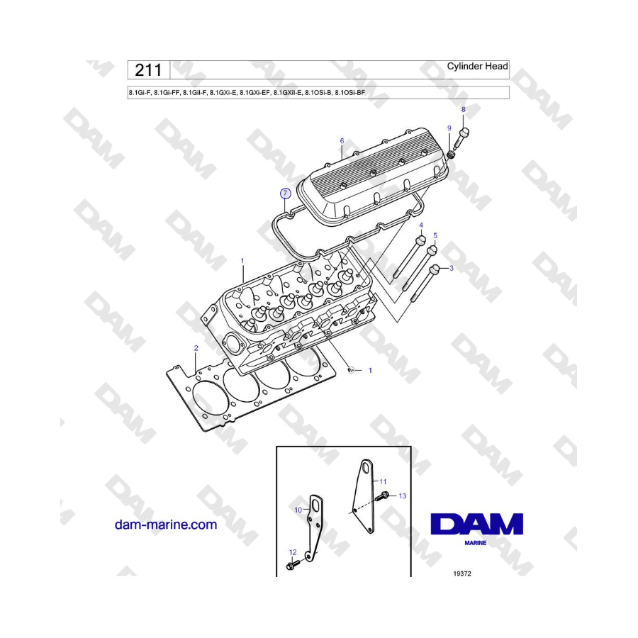 Volvo Penta 8.1Gi-G, 8.1Gi-GF, 8.1GXi-F, 8.1GXi-FF - Testata