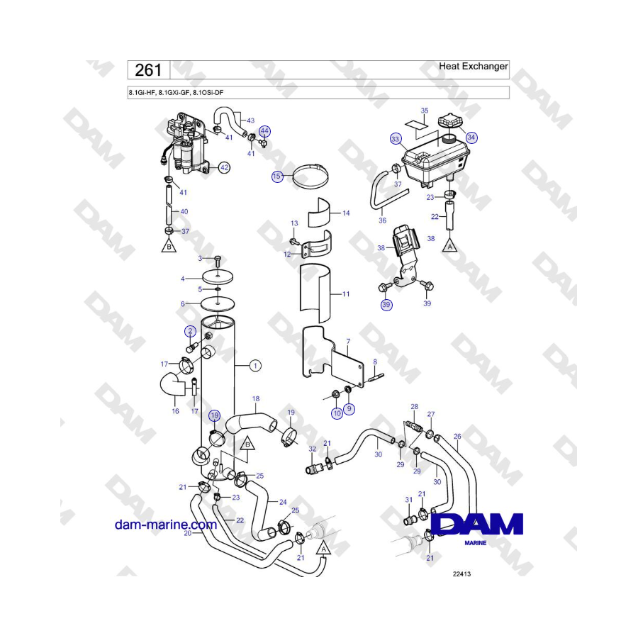Intercambiador de calor Volvo Penta 8.1Gi-HF, 8.1GXi-GF, 8.1OSi-DF
