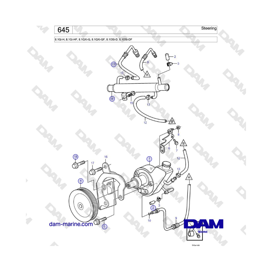 Volvo Penta 8.1Gi-H, 8.1Gi-HF, 8.1GXi-G, 8.1GXi-GF - Steering 