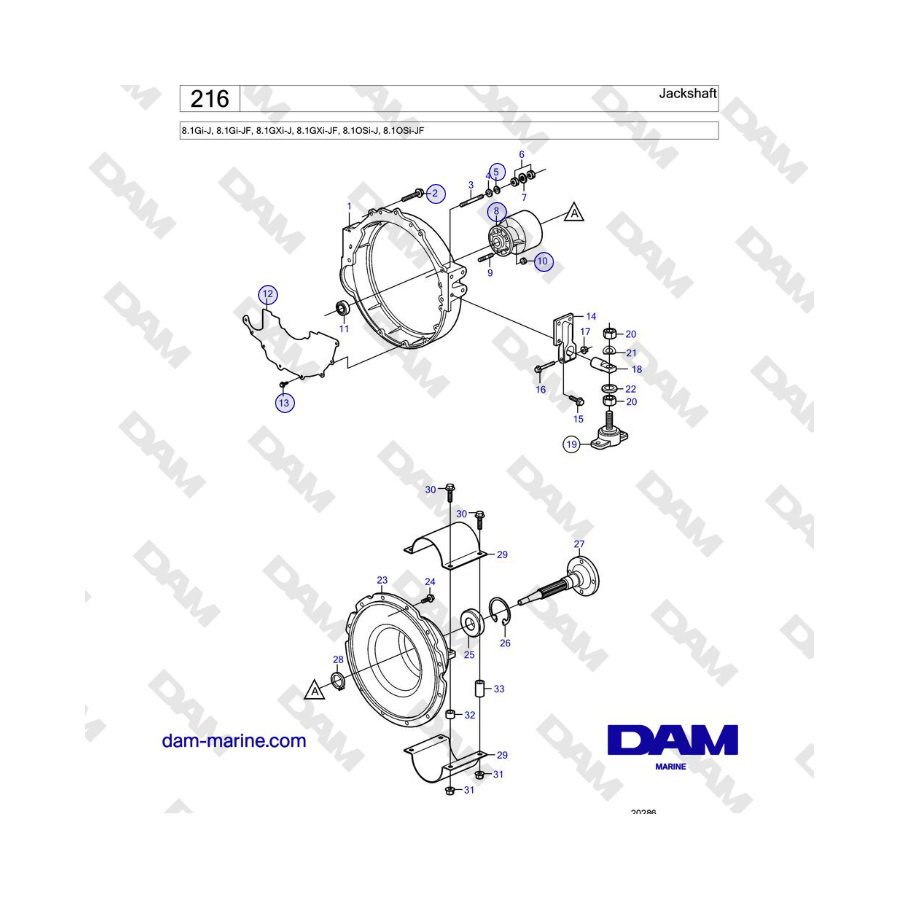 Volvo Penta 8.1Gi-J, 8.1Gi-JF, 8.1GXi-J, 8.1GXi-JF, 8.1OSi-J, 8.1OSi-JF - Jackshaft 