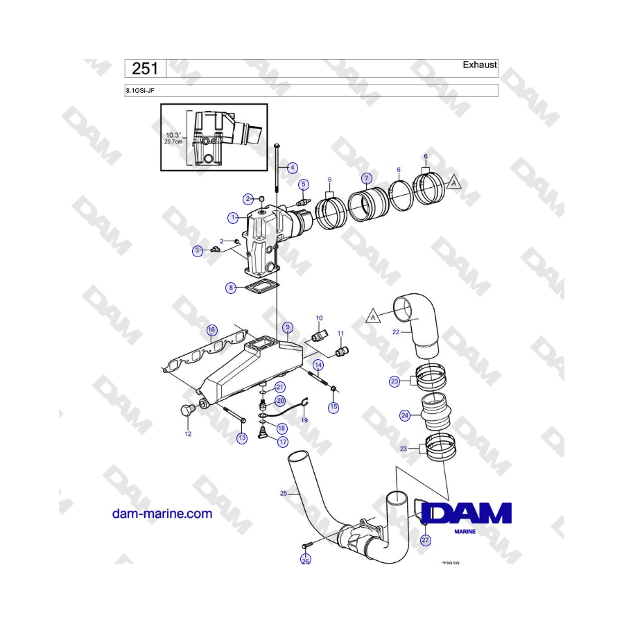 Volvo Penta 8.1Gi-JF, 8.1GXi-JF - Scarico