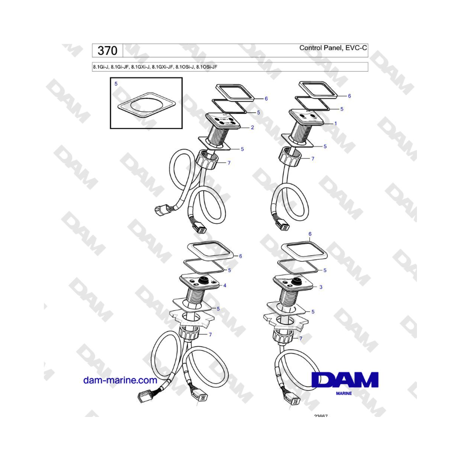 Volvo Penta 8.1Gi-J, 8.1Gi-JF, 8.1GXi-J, 8.1GXi-JF, 8.1OSi-J, 8.1OSi-JF - Pannello di controllo, EVC-C