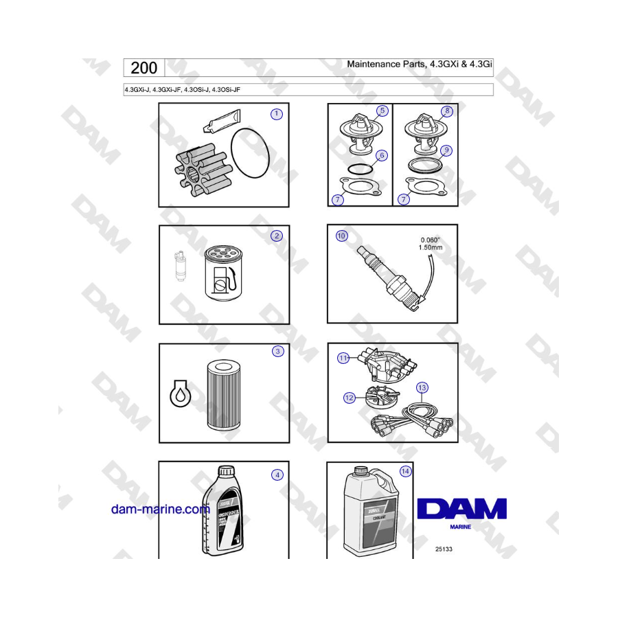 Volvo Penta 4.3GXi-J, 4.3GXi-JF, 4.3OSi-J, 4.3OSi-JF - Parti di manutenzione, 4.3GXi e 4.3Gi