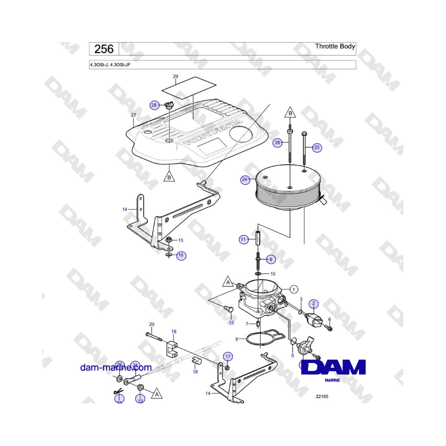 Volvo Penta 4.3OSi-J, 4.3OSi-JF - Corpo farfallato