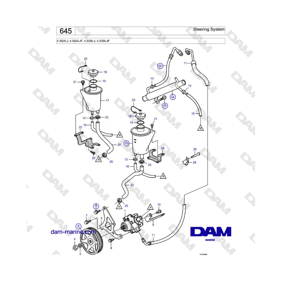 Volvo Penta 4.3GXi-J, 4.3GXi-JF, 4.3OSi-J, 4.3OSi-JF - Sistema di sterzo