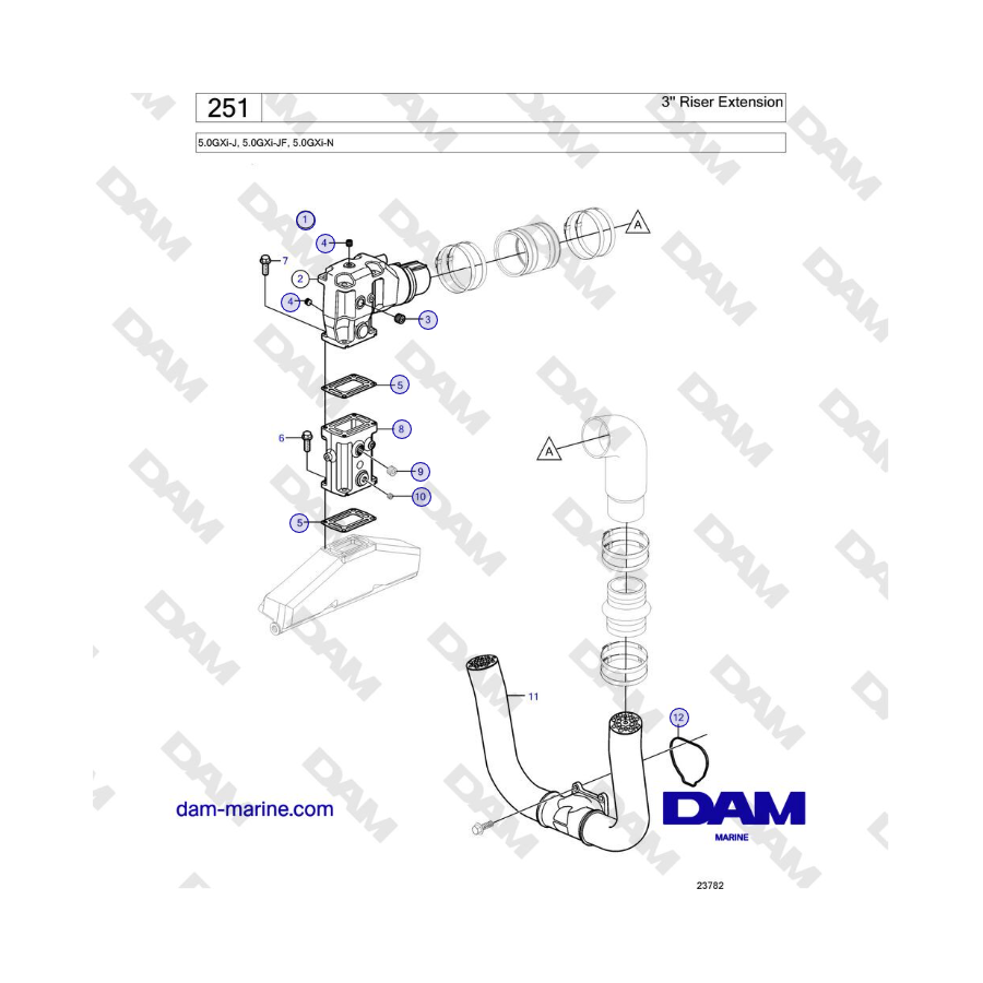 Volvo Penta 5.0GXi-J, 5.0GXi-JF, 5.0GXi-N - 3'' Riser Extension