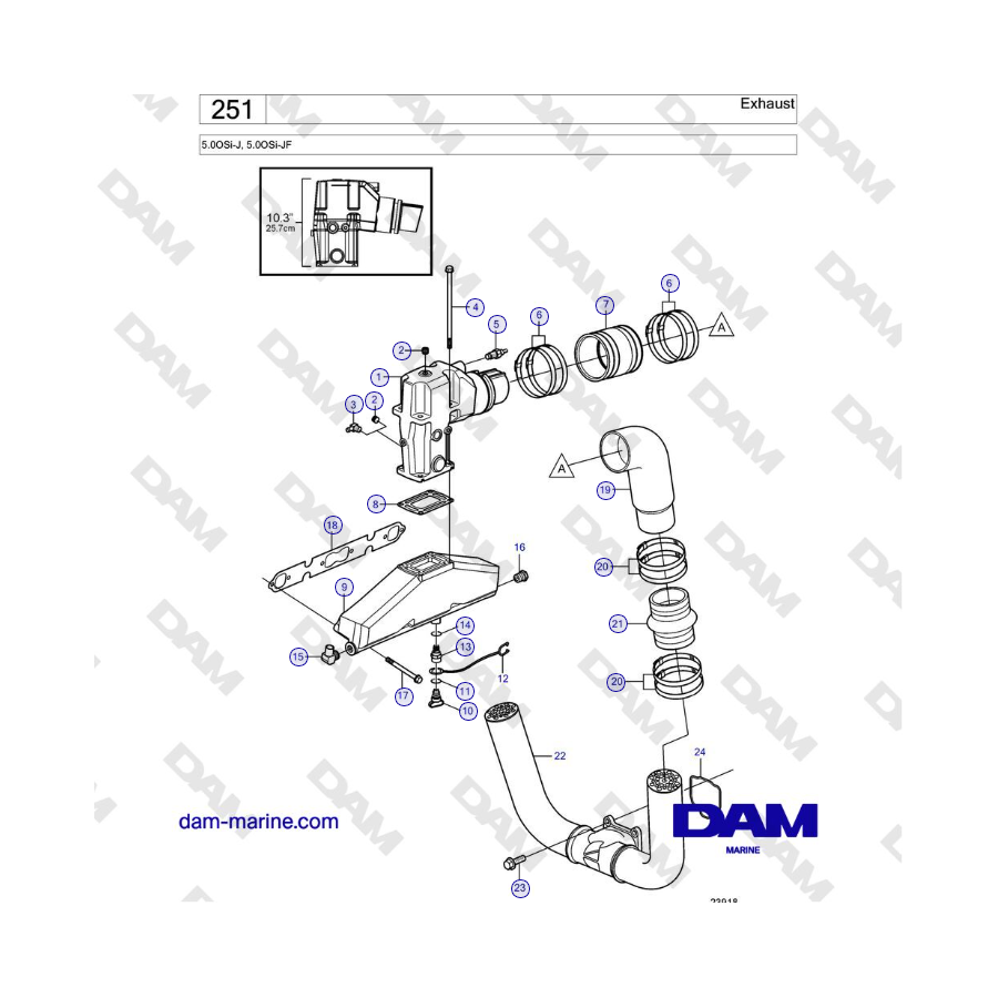 Volvo Penta 5.0OSi-J, 5.0OSi-JF - Exhaust 