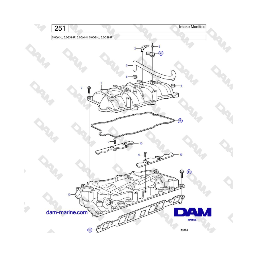Volvo Penta 5.0GXi-J, 5.0GXi-JF, 5.0GXi-N, 5.0OSi-J, 5.0OSi-JF - Intake Manifold 