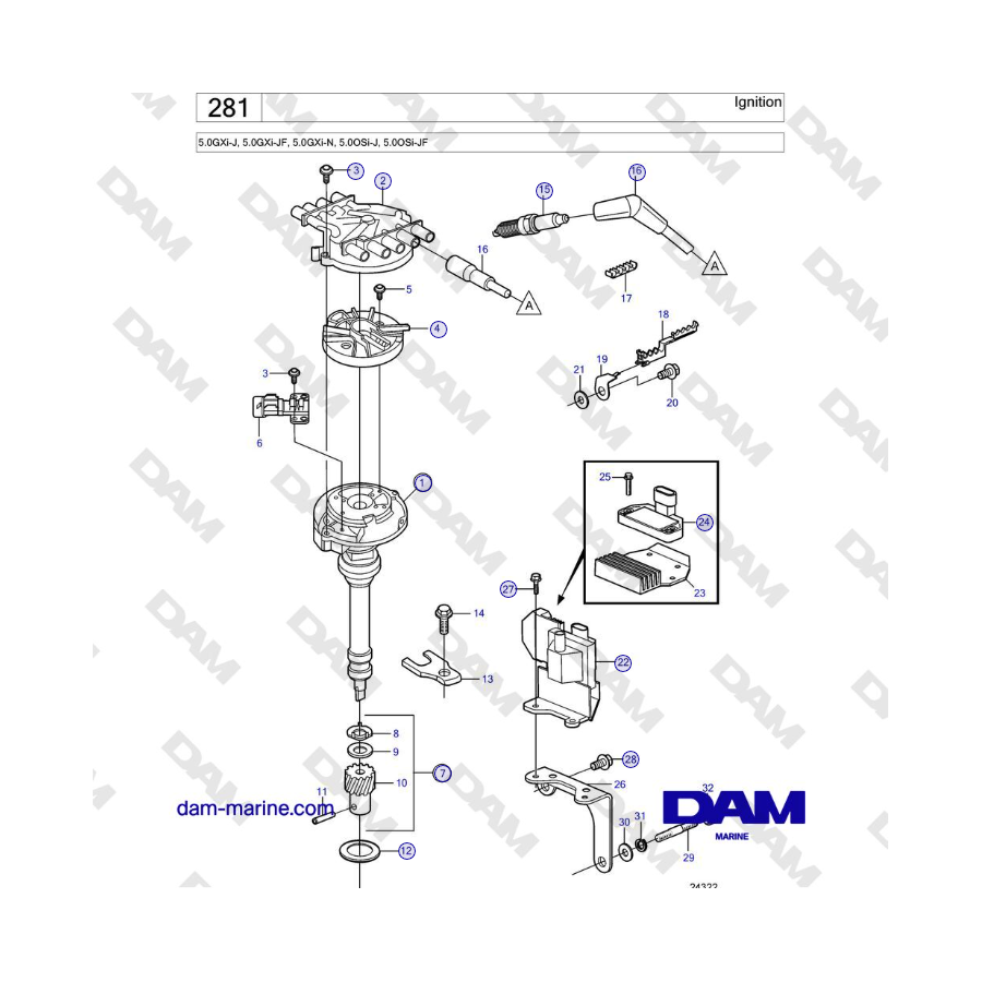 Volvo Penta 5.0GXi-J, 5.0GXi-JF, 5.0GXi-N, 5.0OSi-J, 5.0OSi-JF - Ignition