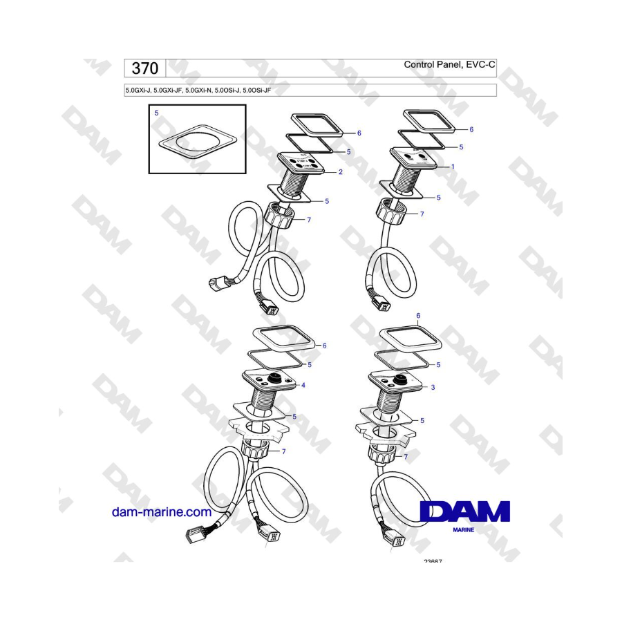 Volvo Penta 5.0GXi-J, 5.0GXi-JF, 5.0GXi-N, 5.0OSi-J, 5.0OSi-JF - Pannello di controllo, EVC-C
