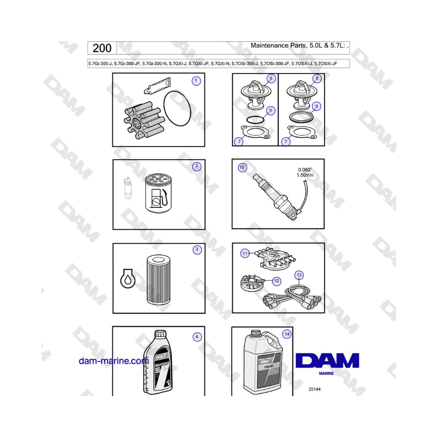 Volvo Penta 5.7GXi-J, 5.7GXi-JF, 5.7GXi-N - Maintenance Parts, 5.0L & 5.7L