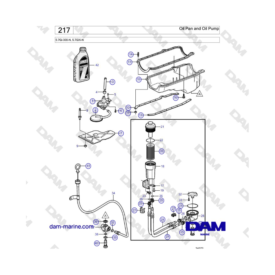 Volvo Penta 5.7Gi-300-N, 5.7GXi-N - Oil Pan and Oil Pump 