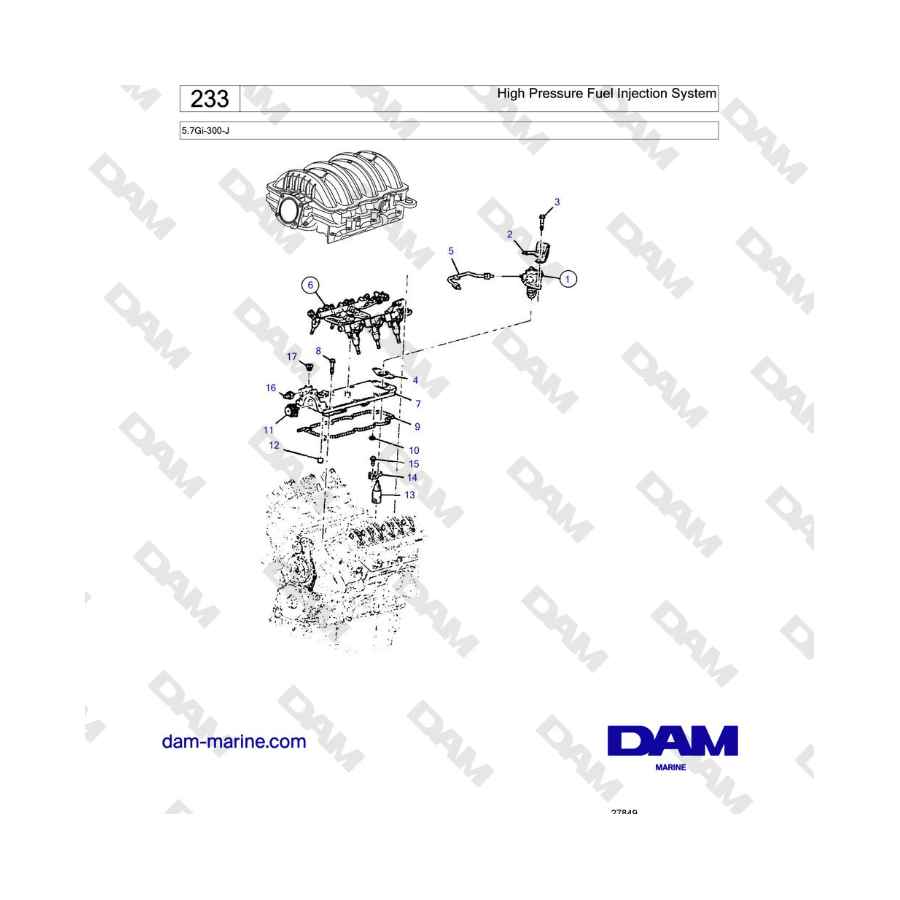Volvo Penta 5.7Gi-300-J - High Pressure Fuel Injection System