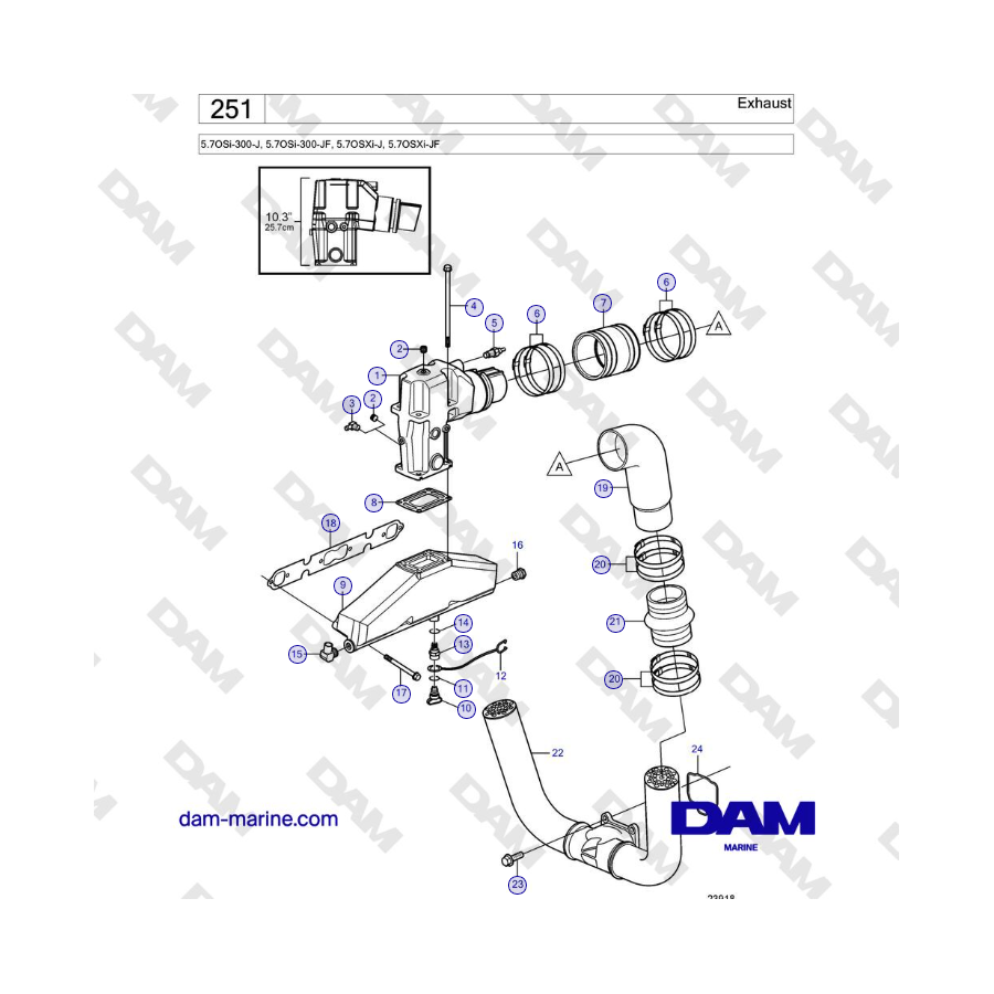 Volvo Penta 5.7OSi-300-J, 5.7OSi-300-JF, 5.7OSXi-J, 5.7OSXi-JF - Escape