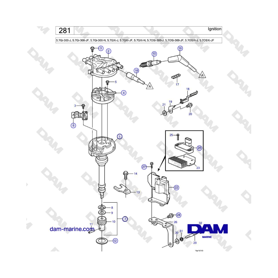 Volvo Penta 5.7Gi-300-J, 5.7Gi-300-JF, 5.7Gi-300-N, 5.7GXi-J - Ignition