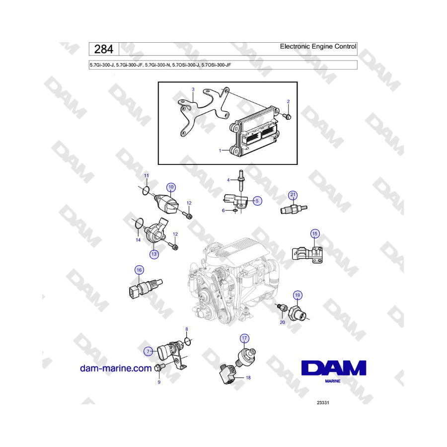 Volvo Penta 5.7Gi-300-J, 5.7Gi-300-JF, 5.7Gi-300-N, 5.7OSi-300-J, 5.7OSi-300-JF - Control electrónico del motor