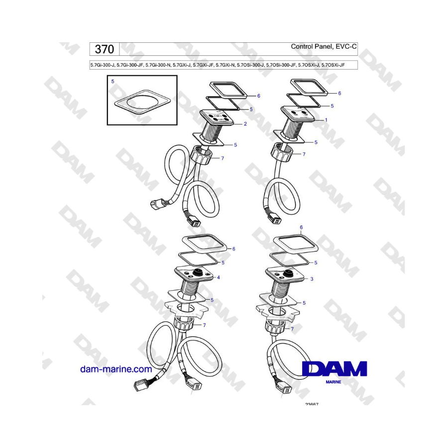 Volvo Penta 5.7Gi-300-J, 5.7Gi-300-JF, 5.7Gi-300-N, 5.7GXi-J, 5.7GXi-JF - Pannello di controllo, EVC-C