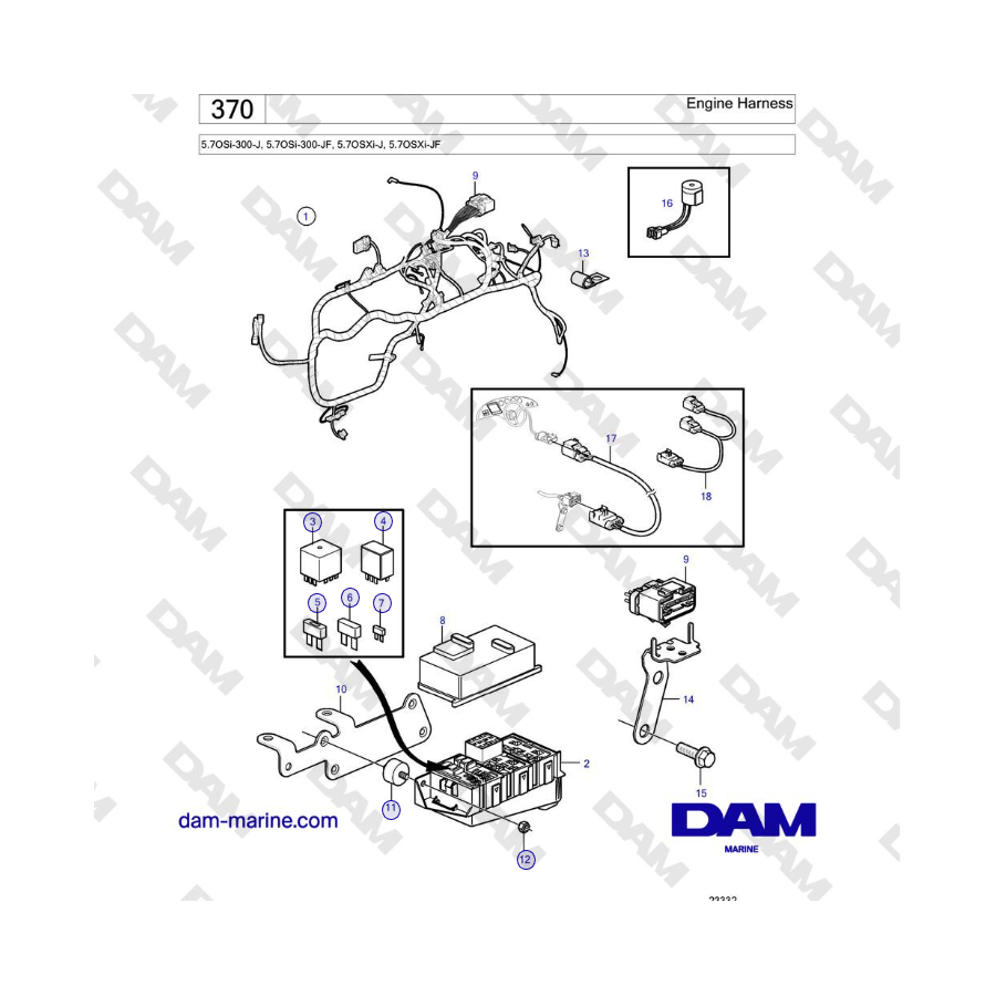 Volvo Penta 5.7OSi-300-J, 5.7OSi-300-JF, 5.7OSXi-J, 5.7OSXi-JF - Engine Harness