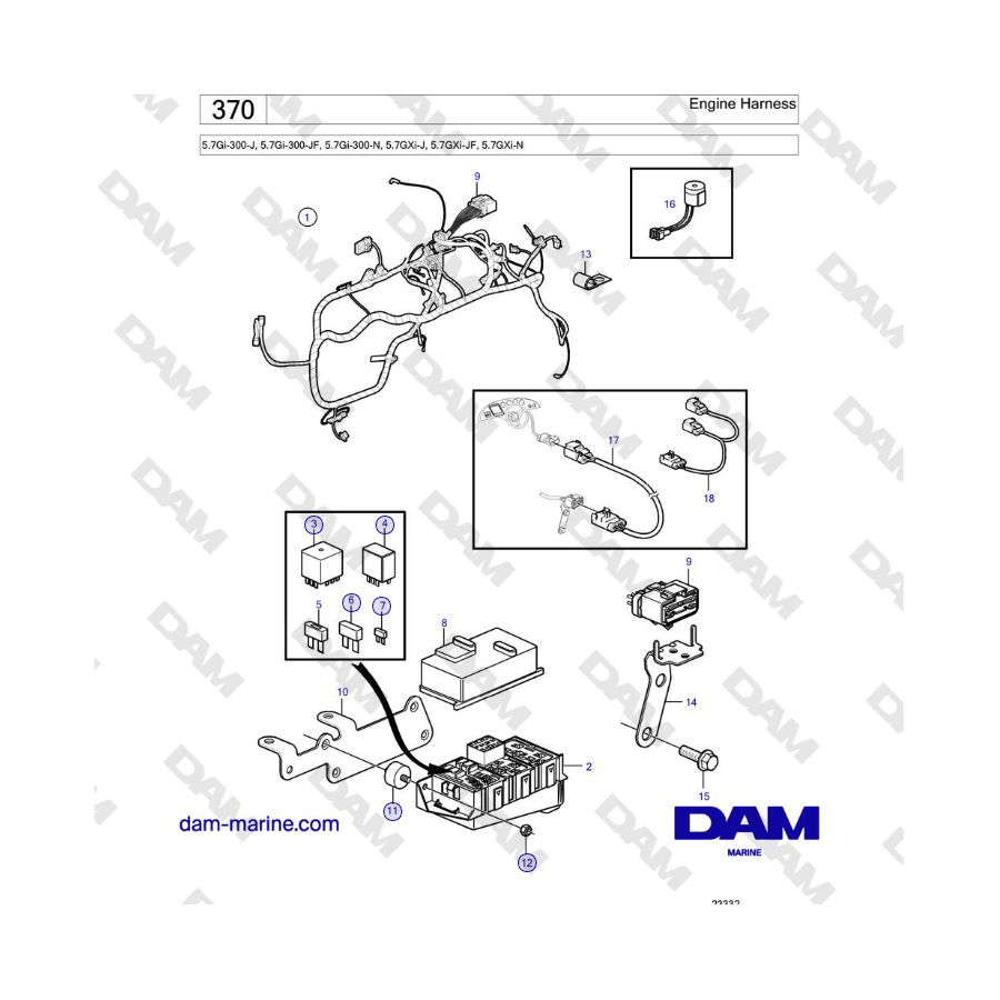 Volvo Penta 5.7Gi-300-J, 5.7Gi-300-JF, 5.7Gi-300-N, 5.7GXi-J, 5.7GXi-JF, 5.7GXi-N - Engine Harness